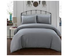 Sleepdown Waffle Grey Juego de Cama con diseño Tipo «gofre», Algodón, Gris, Matrimonio