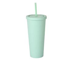 NC Vasos plastico, Vasos de agua de plástico con tapas y pajitas, Reutilizables Vasos, Bebidas frÃas, hogar, oficina, taza de café para coche, 700ml (Verde claro)