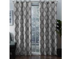 Exclusive Home Curtains - Cortinas Opacas con Ojales en la Parte Superior (2 Unidades), poliéster, Plateado, 52x96