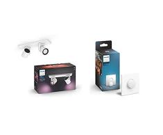 Philips Hue â Lámpara inteligente, Hue Argenta, Foco LED Inteligente, Luz Blanca y de Colores, Color Blanco + Interuptor inteligente, Accesorio para bombillas y lámparas inteligentes Hue