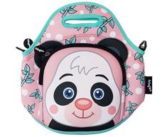 FRINGOO® Bolsa de almuerzo para niños de neopreno con aislamiento térmico con cremallera bolsillo correa para el hombro para guarderÃa, escuela, bolsa de refrigeración (Panda)