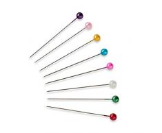 Prym 028620 - Alfileres de cabeza de perla (0,58 x 40 mm, en caja de plástico, acero, 40 x 0,58 mm), varios colores