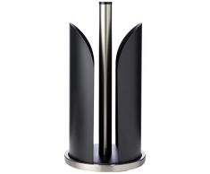 Zeller 27217 Soporte para El Rollo de Papel de Cocina, Acero Inoxidable, Negro, 15x15x30.5 cm