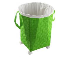 Versa 19485336 Cesta Ropa C/Ruedas Verde, 50x39x39cm, Nylon