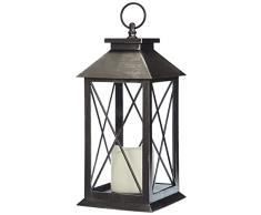 Flower Power - Farol con Vela, Negro, 14x14x27 cm