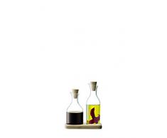 LSA Serve SZ46 - Juego de aceitera y vinagrera, con base de roble, 15 cm de largo, transparente