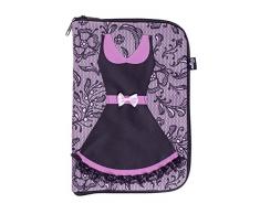 VIGAR Lulu Joyero de Viaje, Material: Tela Estampada y Negra: Polyester. Banda Interior Acolchada: Poliamida. Bolsillos: PVC Transparente, Rosa, 19.5 x 2.5 x 28.50 cm