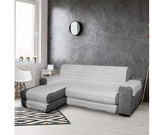 PETTI Artigiani Italiani, Funda Chaise Longue, Cubre Sofa Reversible, Protector para Sofás de Micrbibra, 100% Made in Italy,Gris Claro, 3 Plazas (250-255), Microfibra