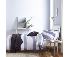Catherine Lansfield Newquay - Juego de Funda de edredón para Cama Individual, diseño de Rayas, algodón poliéster, Azul, King Duvet Set