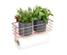 Relaxdays Cesta Colgante con Soporte para Rollo de Cocina, Cocina, baÃ±o, Cesta de Alambre, 18 x 31 x 17 cm, Color Cobre