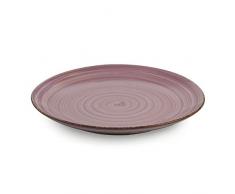VILLA DESTE Baita Juego de 6 Platos Planos de Gres Esmaltado Pintado a Mano, en Morado