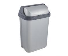 Keeeper Cubo de Basura con Tapa Deslizante, 10 l, Rasmus, Plateado