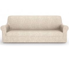 PETTI Artigiani Italiani Sofa, Funda Elástica para Sofá, Tejido Jacquard, 100% Made in Italy, Tela, Crema, 4 Plazas (170 a 280 cm)