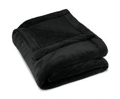 CelinaTex Montreal Manta Suave Manta de Microfibra Tejido de colarina 150 x 200 cm Negro