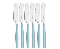 Bugatti GL7U - 021F32/6 Glamour de cerillas de cuchillo, 6 teilig, azul claro, San/acero, 16 x 20 x 3 cm