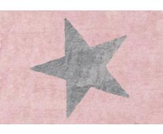 Aratextil Estela Alfombra Infantil, Algodón, Rosa y Gris, 120x160 cm