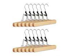 Relaxdays Percha para Pantalones con Giro de 360 Grados, Madera, MarrÃ³n, 2.3x25x17 cm, 12