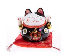 Lachineuse - Gato Maneki Neko - Hucha Gato japonÃ©s de la Suerte - Figura Regalo JapÃ³n - Objeto Kawaii Deco - Lucky Cat Porcelana - Gato Chino Asia DecoraciÃ³n - Suerte, Fortuna, Prosperidad