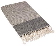Bersuse 100% AlgodÃ³n - Hierapolis Toalla Turca - Fouta Peshtemal Toallas de BaÃ±o Grandes - DiseÃ±o de Diamante, Oeko-Tex - 95 x 175 cm, Negro