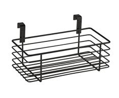 WENKO Cesta colgante pequeña, estante multiusos para colgar en cajón o puerta de armario, apto para cuarto de baño y cocina, sin taladrar, de metal con recubrimiento de polvo, 24 x 11,5 x 15 cm, negro