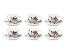 Excelsa Snowman - Juego de 6 tazas de cafÃ© con platillo, porcelana, decoraciÃ³n navideÃ±a (64953)