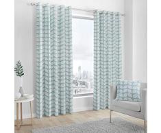 Fusion - Delft - Par de Cortinas con Ojales - 168 cm de Ancho x 137 cm de Largo, Azul Verdoso
