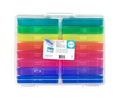 We R Memory Keepers 660269 - Contenedor de Almacenamiento con 16 Mini Estuches Codificados Por Colores para Almacenar Fotos, Adornos, Cintas, 15 X 12 Con 16 Cajas