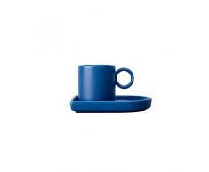 BY ON Niki - Taza de cafÃ© espresso con plato, diseÃ±o escandinavo retro de porcelana, color azul