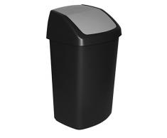 CURVER 229390 Cubo de Basura con Tapa basculante de plÃ¡stico, 40,6 x 66,8 x 34 cm, 50 l, Negro y Gris