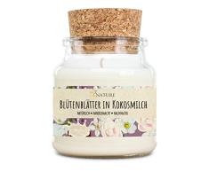 4 Nature - Vela aromÃ¡tica sostenible, sin plÃ¡stico, vegana y hecha a mano - PÃ©talos en leche de coco.