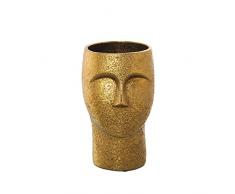 Jarron de sobremesa con Rostro de Ceramica en Dorado 13x24cm