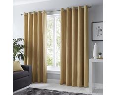 Fusion - Sorbonne - Par de Cortinas con Ojales 100% algodÃ³n, 229 x 183 cm, Color Ocre
