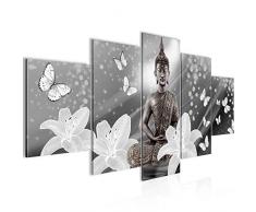 Imagen de Buda con flores de fieltro â Lienzo XXL formato pared imÃ¡genes salÃ³n vivienda decoraciÃ³n impresiones artÃ­sticas gris 5 piezas â Fabricado en Alemania â listo para colgar 505653c