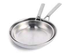 Merten & Storck Tri-Ply Set de sartenes de inducciÃ³n de tres capas de acero inoxidable de 26 cm y 30 cm, multicapa, apta para horno y lavavajillas, plata