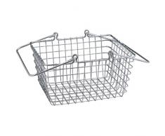 InterDesign Centuryworks Cesta metálica con asas | Guardatodo portátil ideal como frutero o para accesorios de baño o cocina | Cesta de rejilla apilable | Metal cromado