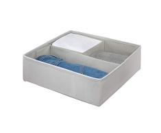 iDesign Evie Adaptable con hasta 3 Compartimentos, Organizador de Tela para cajón o Armario, Caja para Ropa Interior, Calcetines o Accesorios de bebé, Gris, 35.56 x 35.56 x 10.16 cm