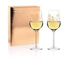 RITZENHOFF Burkhard Neie Dionysos & Ariadne Zeus & Leto - Juego de 2 copas de vino blanco de cristal de 364 ml con oro real