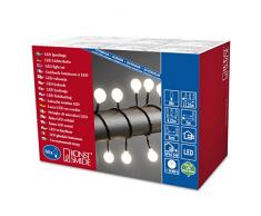 Konstsmide 3696-107 - Guirnalda de esferas led (80 diodos de luz blanca cálida, transformador exterior de 24 V, cable negro)