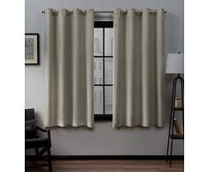 Home Exclusive Exclusiva casa Cortinas loha Lino Ojal metálico en la Parte Superior Ventana Cortina Panel par, Natural, 52 x 63
