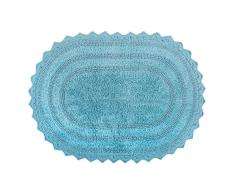 DII - Alfombrilla de baño Redonda de algodón para SPA, ultrapequeña, para Colocar en la Parte Delantera de la Ducha, el tocador, la bañera, el Lavabo y el Inodoro, algodón, Azul, Large Oval