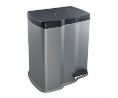 keeeper Cubo de Basura con 2 Compartimentos, 7 l + 15 l, Gunnar, Plateado
