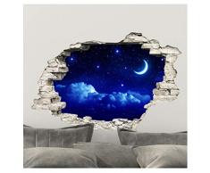 Ambiance Sticker Pegatinas Adhesivas Efecto 3D de Cielo y Luna - Decoración de Pared con Trampa de Ojos para habitación y salón, 60 x 90 cm