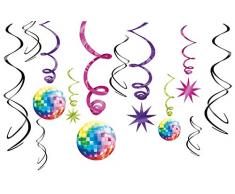 amscan - Set de espirales para decoración de Discoteca (12 Unidades, de Las cuales 6 Incluyen aplicación Adicional)
