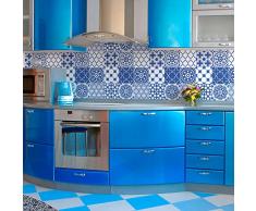 9 Pegatinas de azulejos | Vinilo decorativo autoadhesivo baldosas de cemento â Stickers mosaico alicatado sala de baño y cocina - Adhesivos de pared azulejos â 20 x 20 cm â 9 unidades