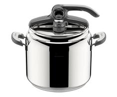 Lagostina Novia Vitamin LagoeasyUP Olla a Presión 9 L en Acero Inoxidable 18/10 à 24 cm, Olla Inducción y Gas, Tapa inteligente y Apertura fácil, con Cesta, Ecodose y Recetario