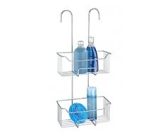 Wenko Estante de ducha termostático Milo de acero inoxidable, 2 niveles, para colgar, inoxidable, brillante, 25 x 55 x 14 cm