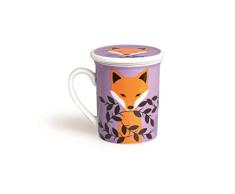 Excelsa - Taza para infusiones con Filtro y Tapa Fox, de Porcelana, Multicolor, 8Â x 10Â x 10Â cm