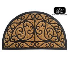 EHC - Felpudo, goma y fibra de coco natural de Panamá, diseño de media luna, multicolor
