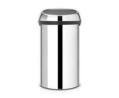 Brabantia Touch Bin Cubo de Basura, 60 L, Inoxidable, Acero Brillante, 40x40x71 cm