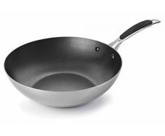Lacor 53829 - Wok Antiadherente Trimetal, 28 cm Inox 18/10, Gris